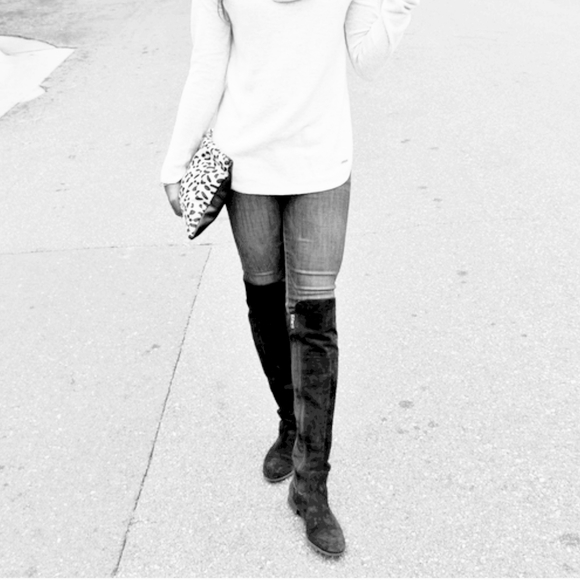 Stylish Franco Sarto Cognac Leather OTK Boots - Picture 11 of 11